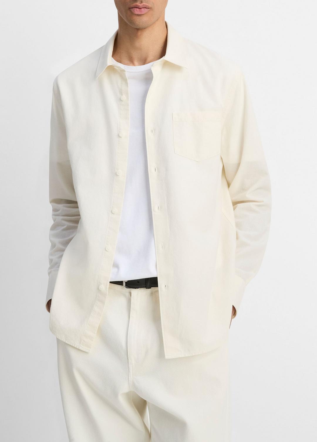 VINCE Men Cotton Chambray Button-Front Shirt in Long Sleeve
