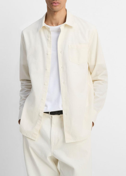 VINCE Men Cotton Chambray Button-Front Shirt in Long Sleeve