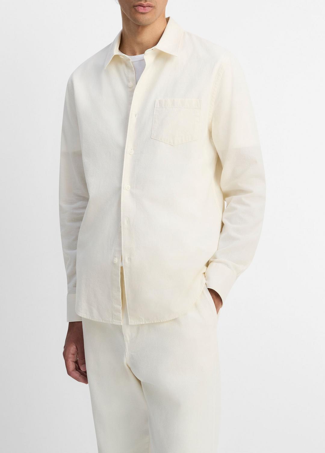 VINCE Men Cotton Chambray Button-Front Shirt in Long Sleeve