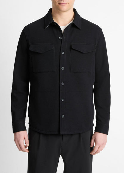 VINCE Men Double-Knit Cotton-Blend Piqué Shirt Jacket in Shirt Jackets