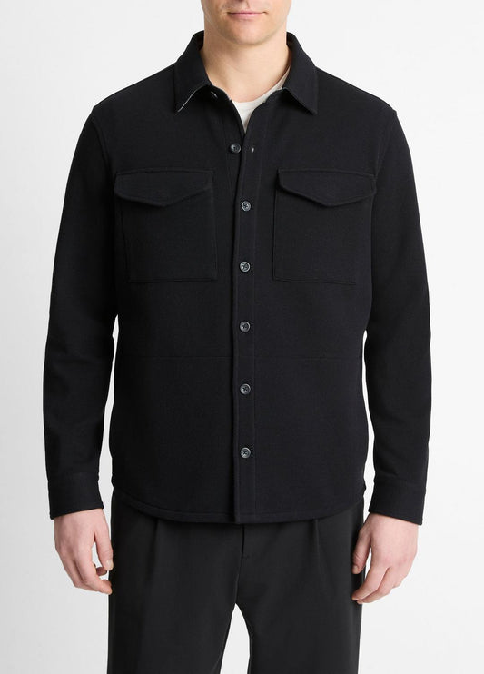 VINCE Men Double-Knit Cotton-Blend Piqué Shirt Jacket in Shirt Jackets