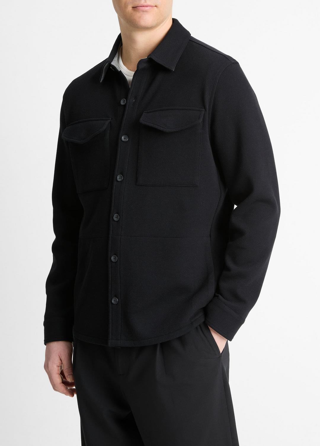 VINCE Men Double-Knit Cotton-Blend Piqué Shirt Jacket in Shirt Jackets