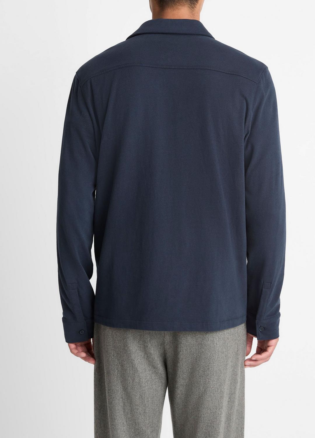 VINCE Men Sueded Cotton Jersey Button-Front Shirt in Long Sleeve