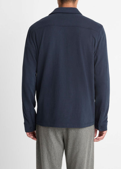 VINCE Men Sueded Cotton Jersey Button-Front Shirt in Long Sleeve