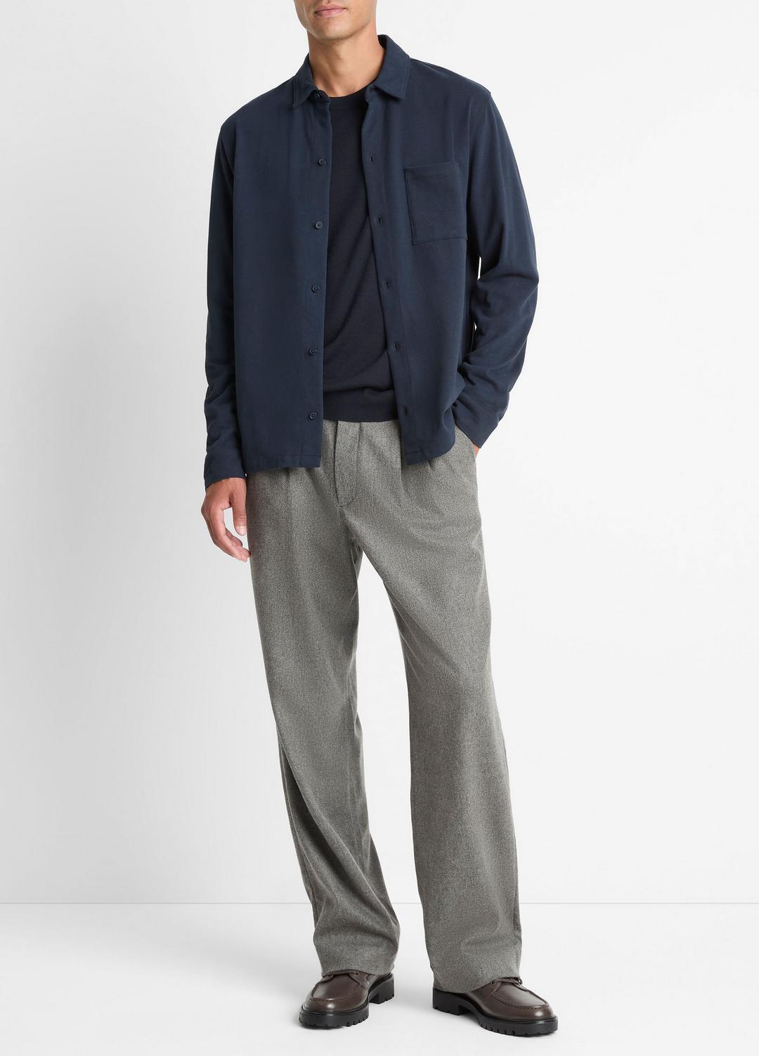 VINCE Men Sueded Cotton Jersey Button-Front Shirt in Long Sleeve