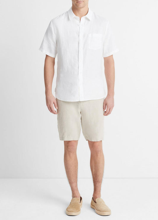 VINCE Men Linen Short-Sleeve Shirt in Short Sleeve