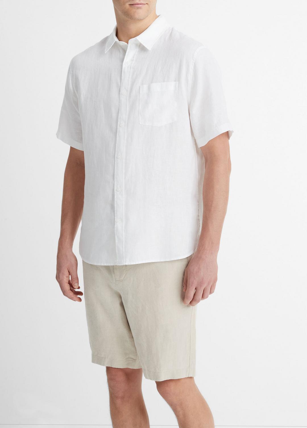 VINCE Men Linen Short-Sleeve Shirt in Short Sleeve