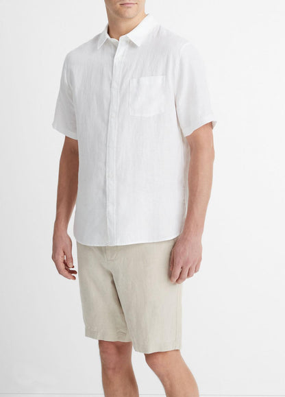 VINCE Men Linen Short-Sleeve Shirt in Short Sleeve