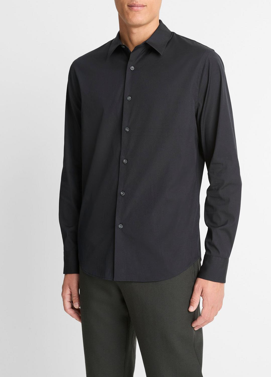 VINCE Men Stretch-Cotton Poplin Shirt in Long Sleeve