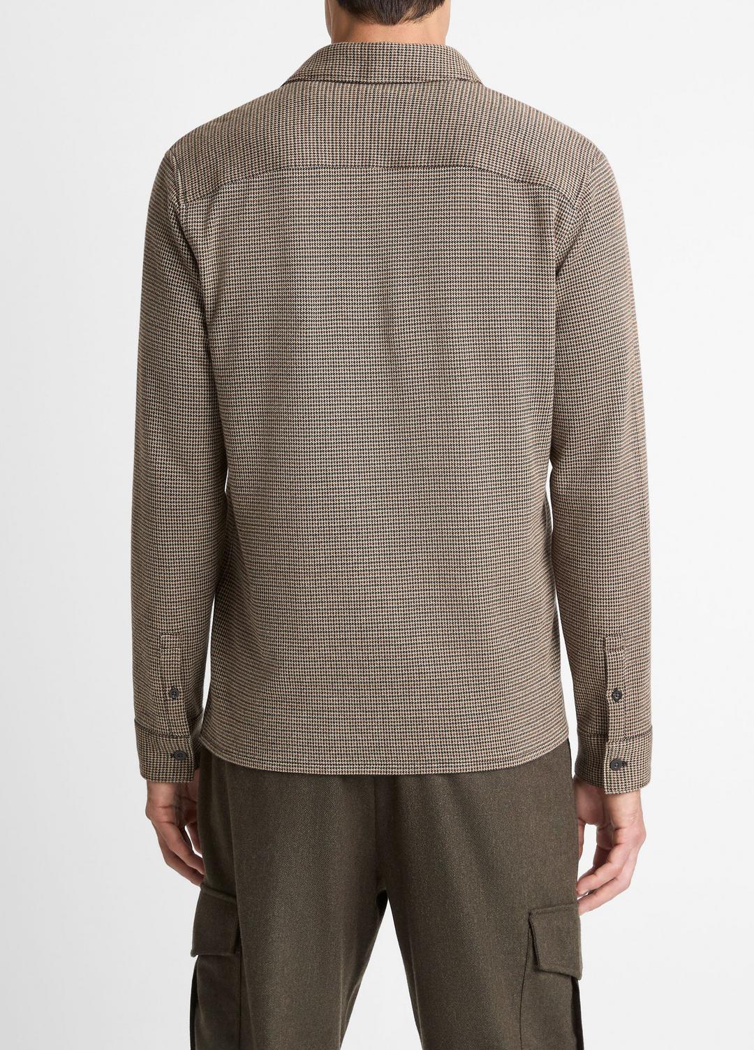 VINCE Men Houndstooth Cotton-Blend Button-Front Shirt in Long Sleeve