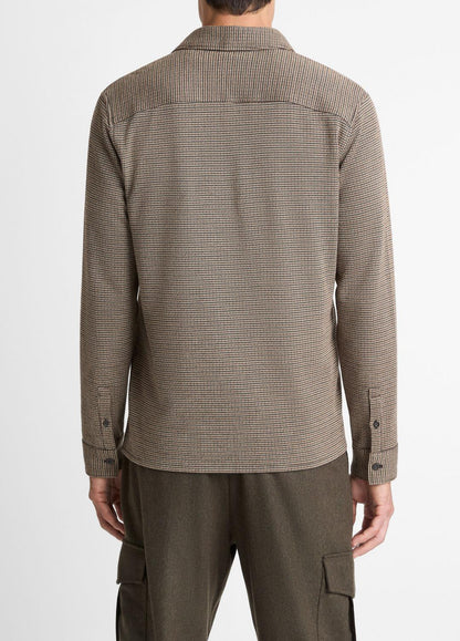 VINCE Men Houndstooth Cotton-Blend Button-Front Shirt in Long Sleeve