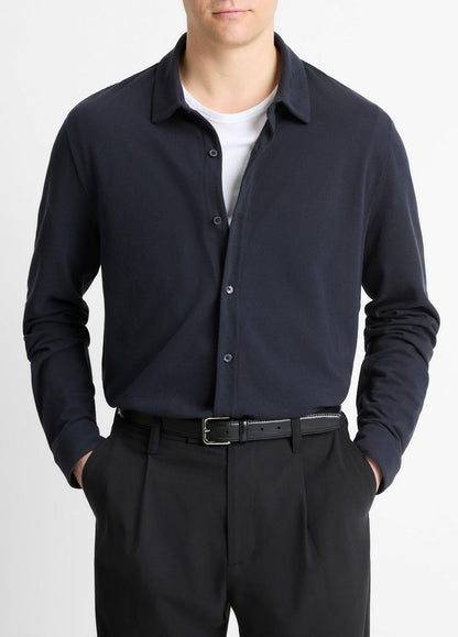 VINCE Men Cotton Piqué Button-Front Shirt in Long Sleeve