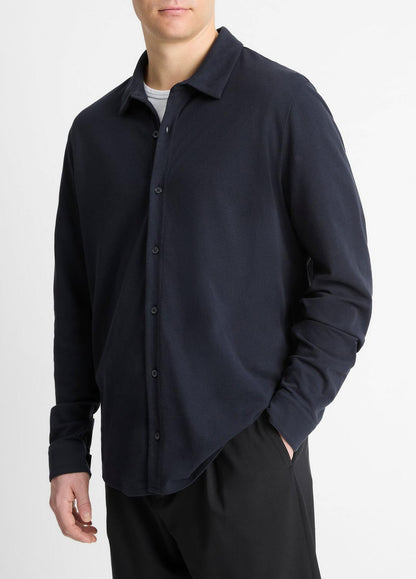 VINCE Men Cotton Piqué Button-Front Shirt in Long Sleeve