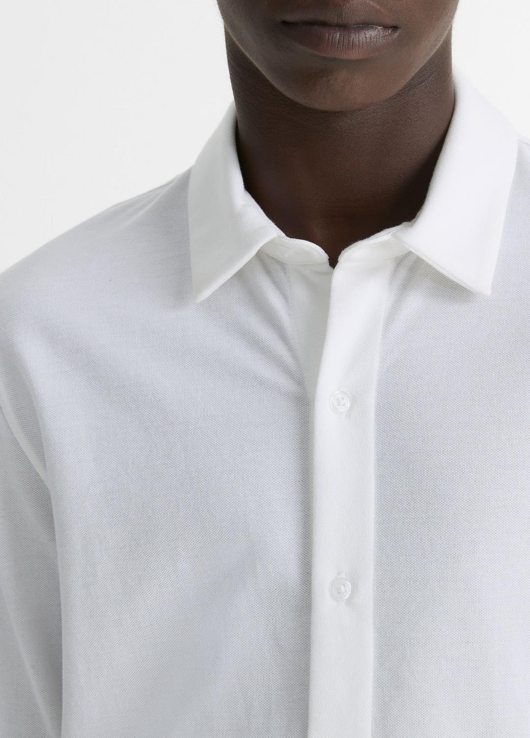 VINCE Men Cotton Piqué Button-Front Shirt in Long Sleeve