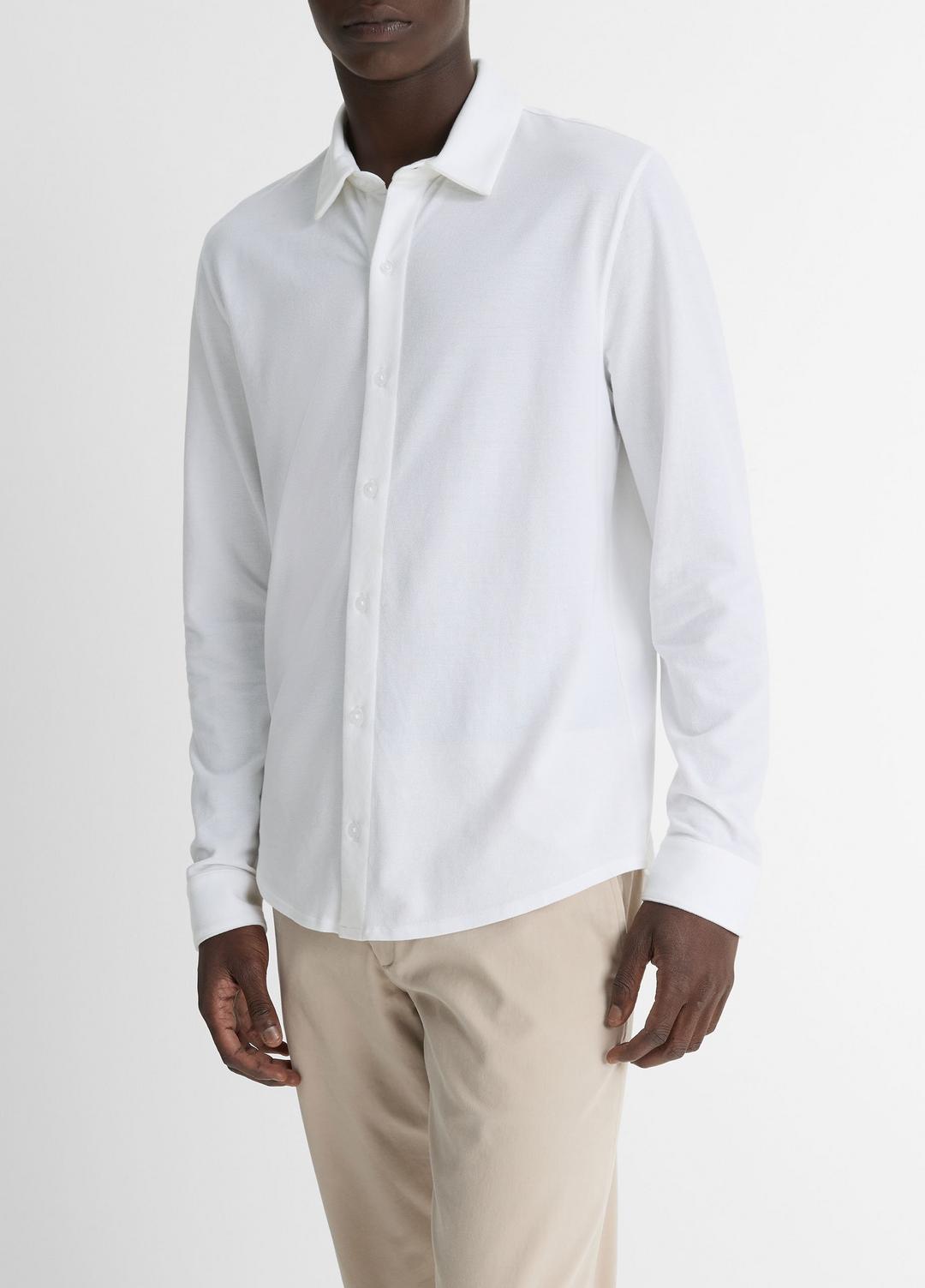 VINCE Men Cotton Piqué Button-Front Shirt in Long Sleeve