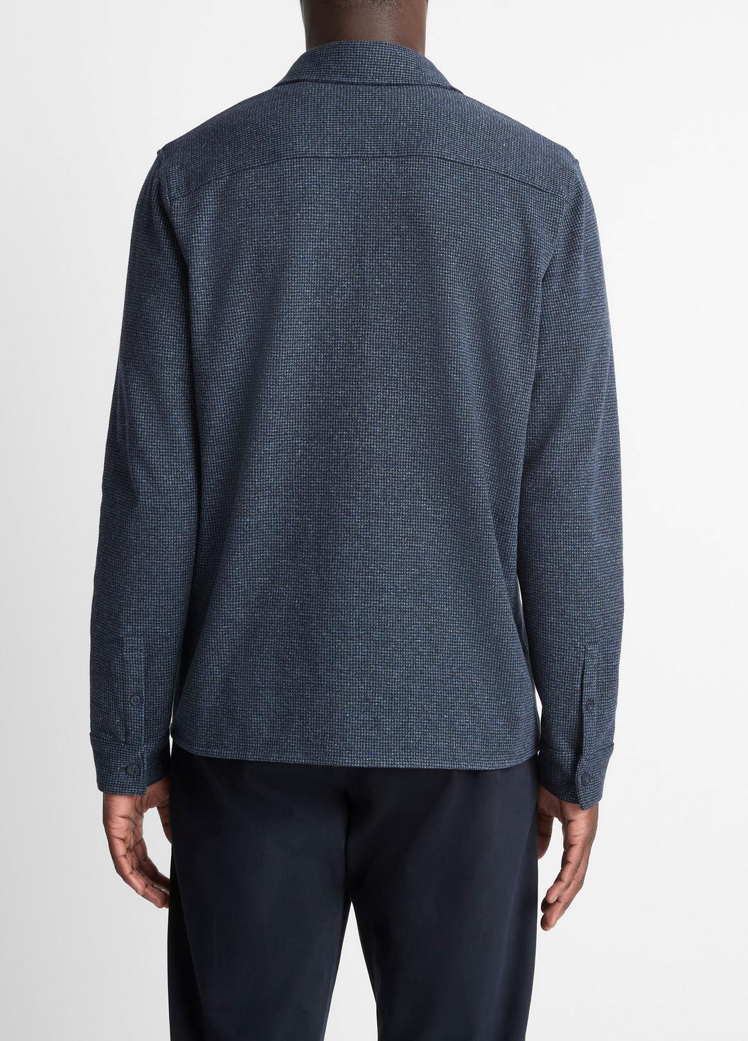 VINCE Men Houndstooth Cotton-Blend Button-Front Shirt in Long Sleeve