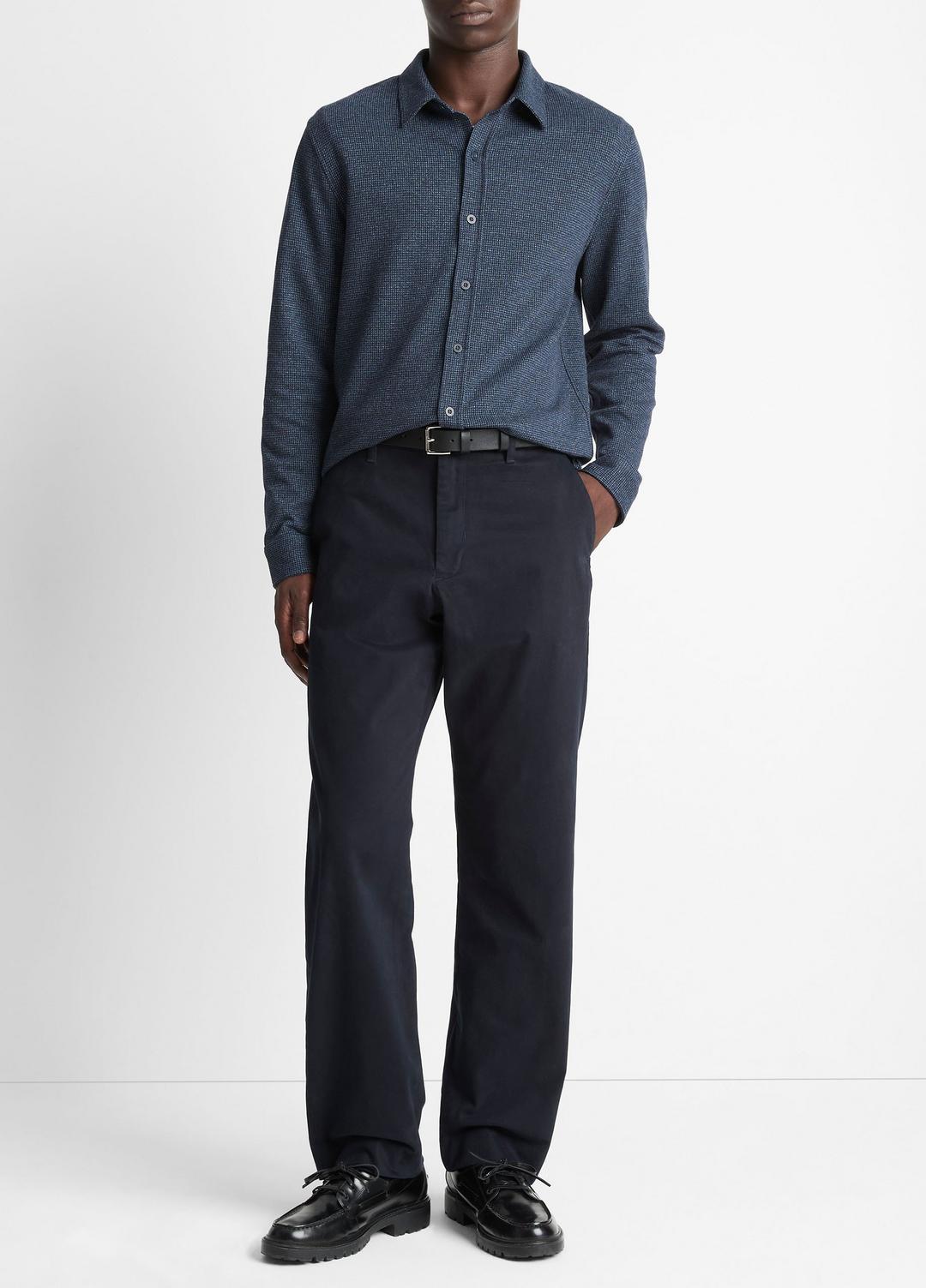 VINCE Men Houndstooth Cotton-Blend Button-Front Shirt in Long Sleeve