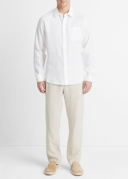 VINCE Men Linen Long-Sleeve Shirt in Long Sleeve