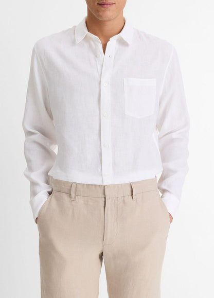 VINCE Men Linen Long-Sleeve Shirt in Long Sleeve