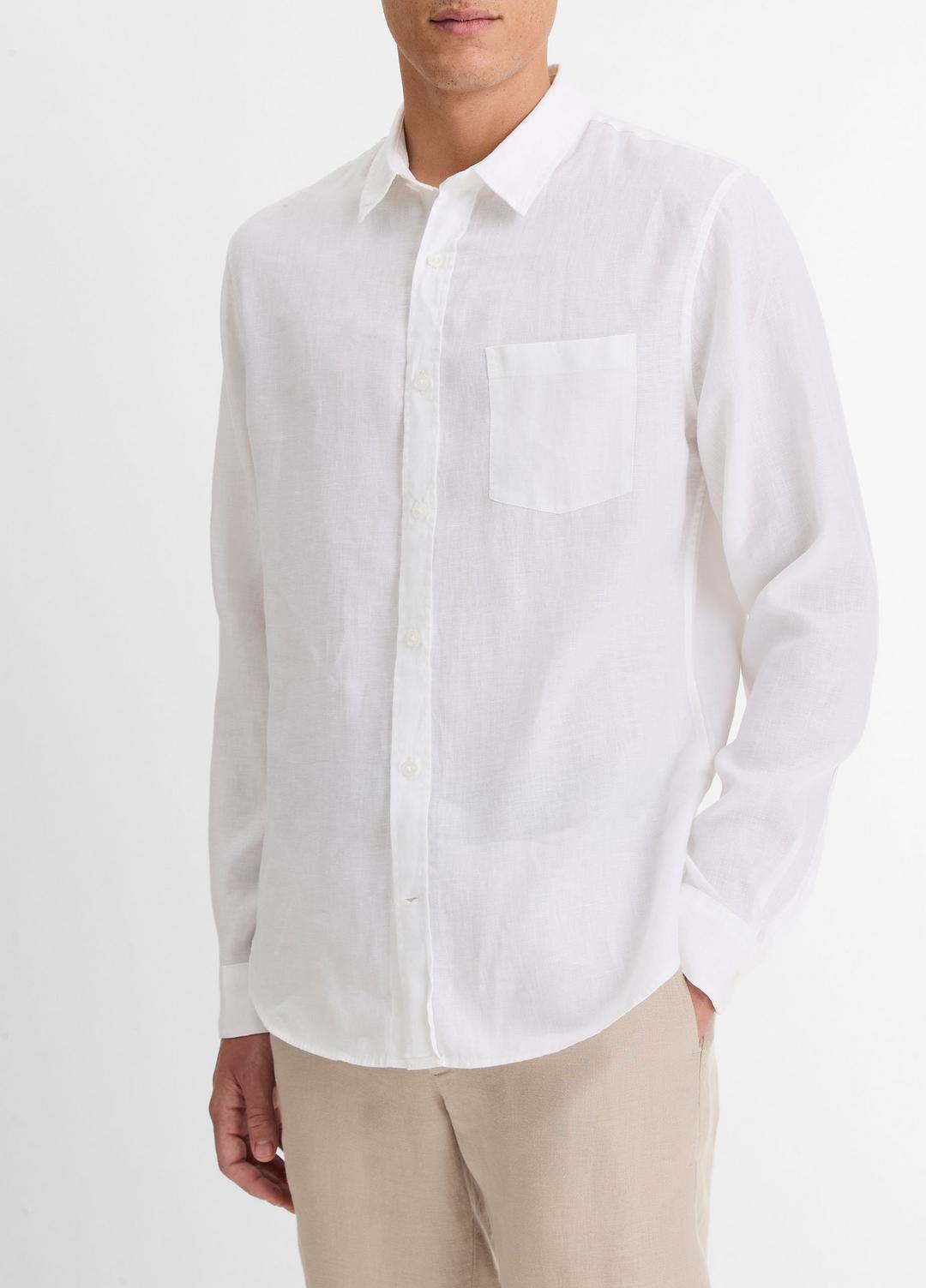 VINCE Men Linen Long-Sleeve Shirt in Long Sleeve