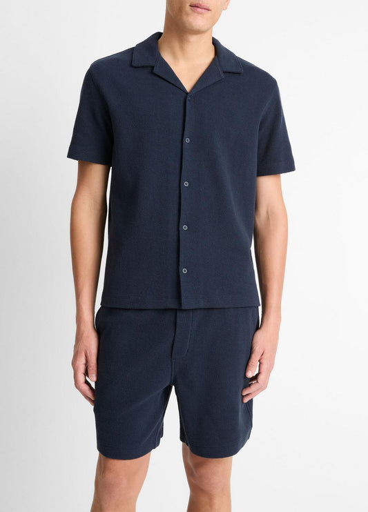VINCE Men Cotton Bouclé Cabana Shirt in Short Sleeve