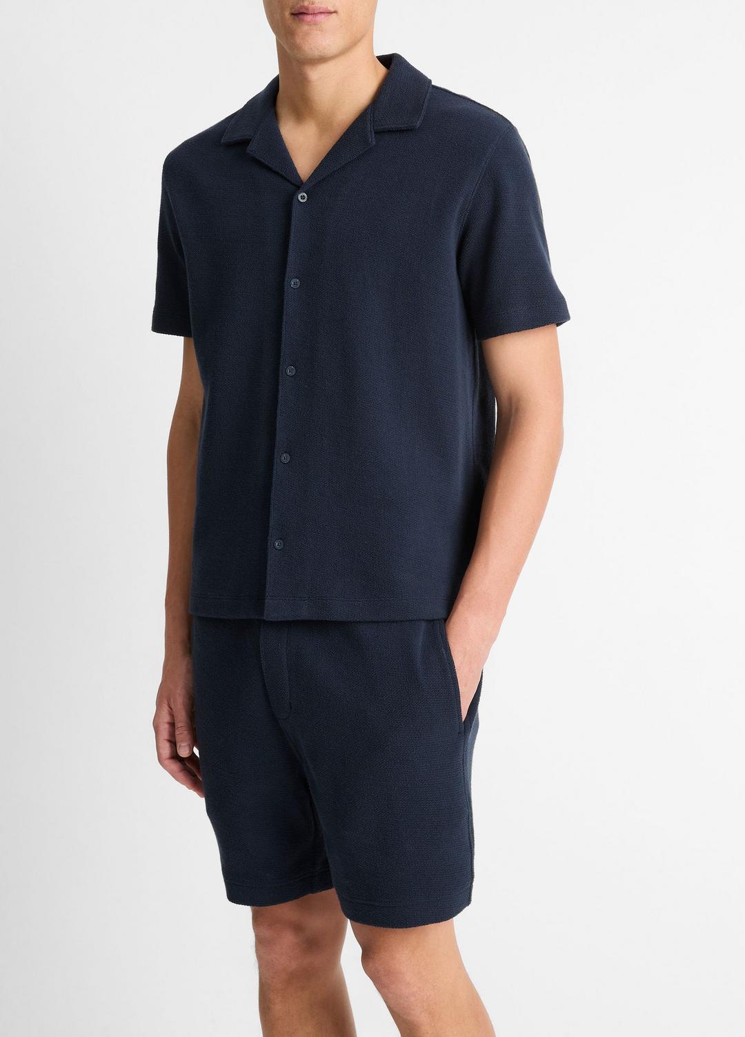 VINCE Men Cotton Bouclé Cabana Shirt in Short Sleeve