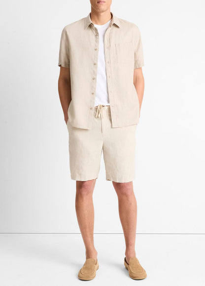 VINCE Men Linen Short-Sleeve Shirt in Short Sleeve