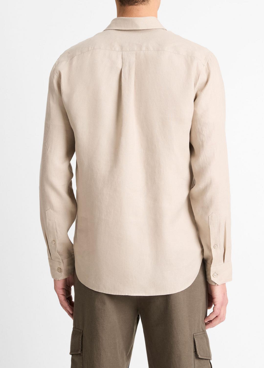 VINCE Men Linen Long-Sleeve Shirt in Long Sleeve