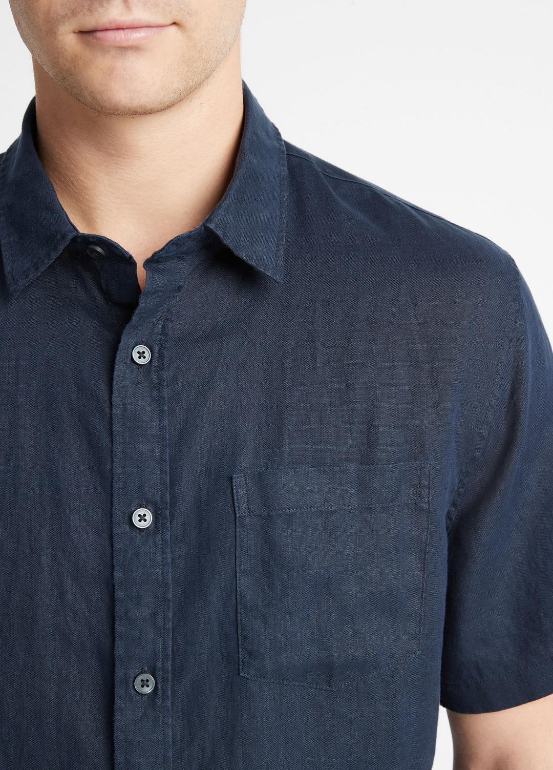 VINCE Men Linen Short-Sleeve Shirt in Short Sleeve