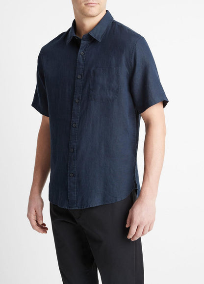 VINCE Men Linen Short-Sleeve Shirt in Short Sleeve