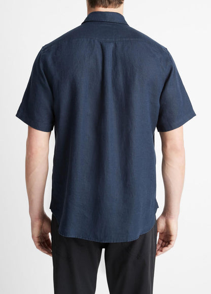 VINCE Men Linen Short-Sleeve Shirt in Short Sleeve