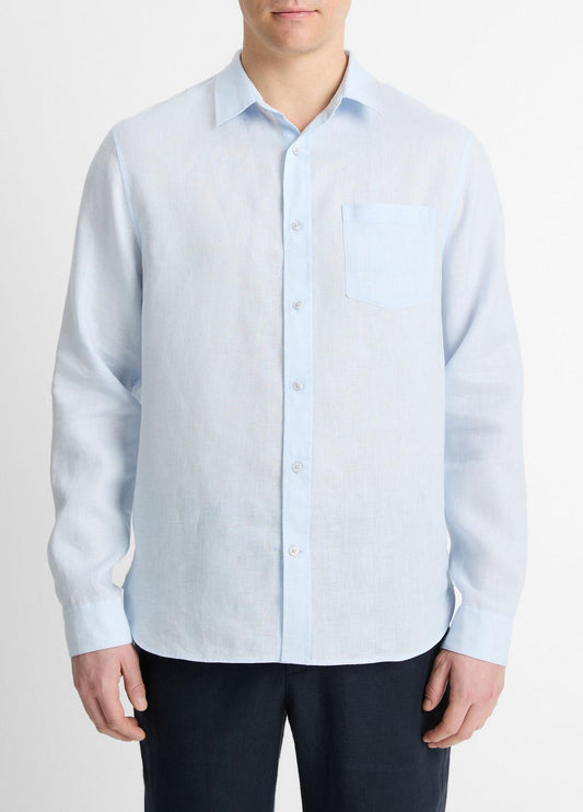 VINCE Men Linen Long-Sleeve Shirt in Long Sleeve