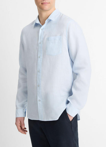 VINCE Men Linen Long-Sleeve Shirt in Long Sleeve