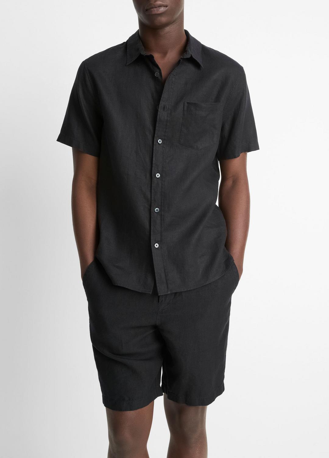 VINCE Men Linen Short-Sleeve Shirt in Short Sleeve