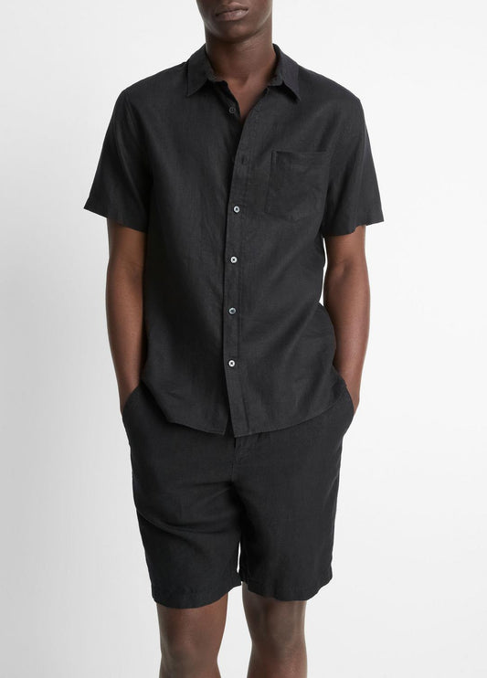 VINCE Men Linen Short-Sleeve Shirt in Short Sleeve