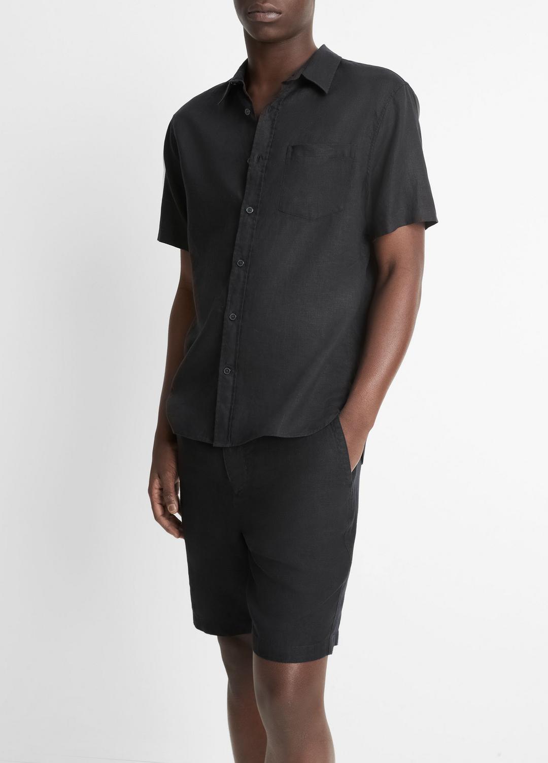 VINCE Men Linen Short-Sleeve Shirt in Short Sleeve