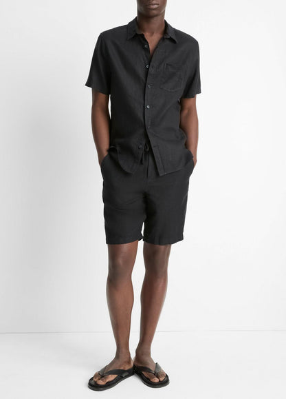VINCE Men Linen Short-Sleeve Shirt in Short Sleeve