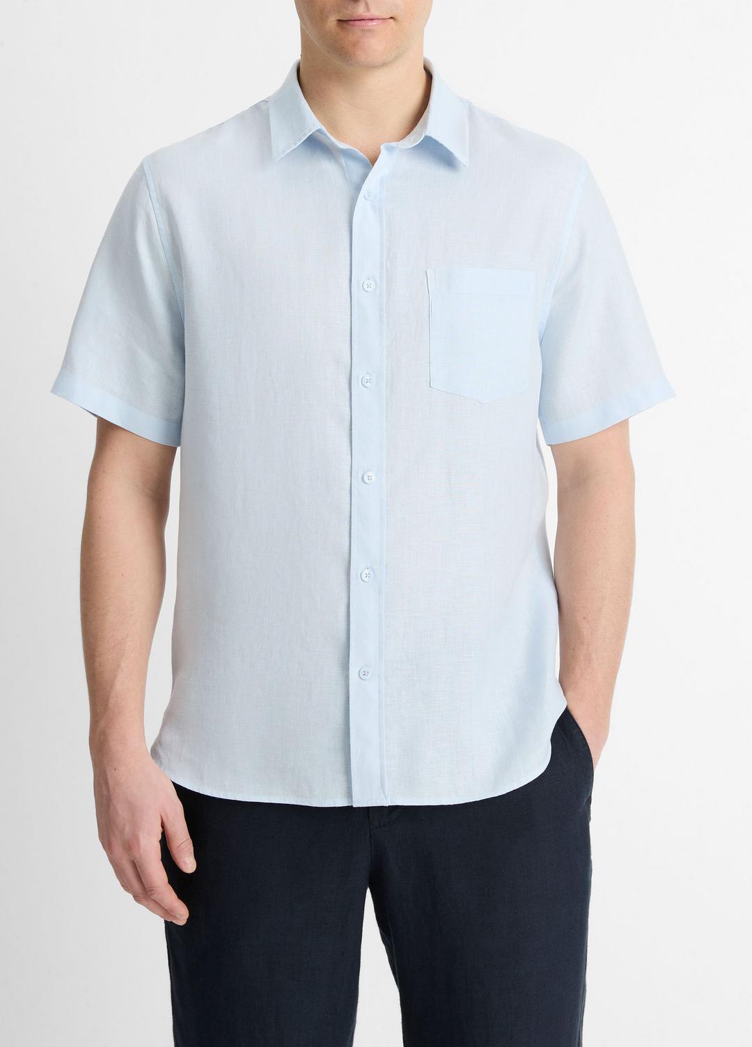 VINCE Men Linen Short-Sleeve Shirt in Short Sleeve