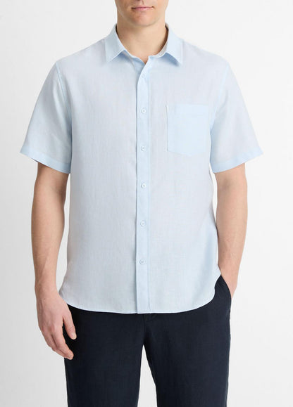 VINCE Men Linen Short-Sleeve Shirt in Short Sleeve