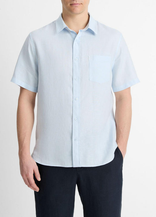 VINCE Men Linen Short-Sleeve Shirt in Short Sleeve