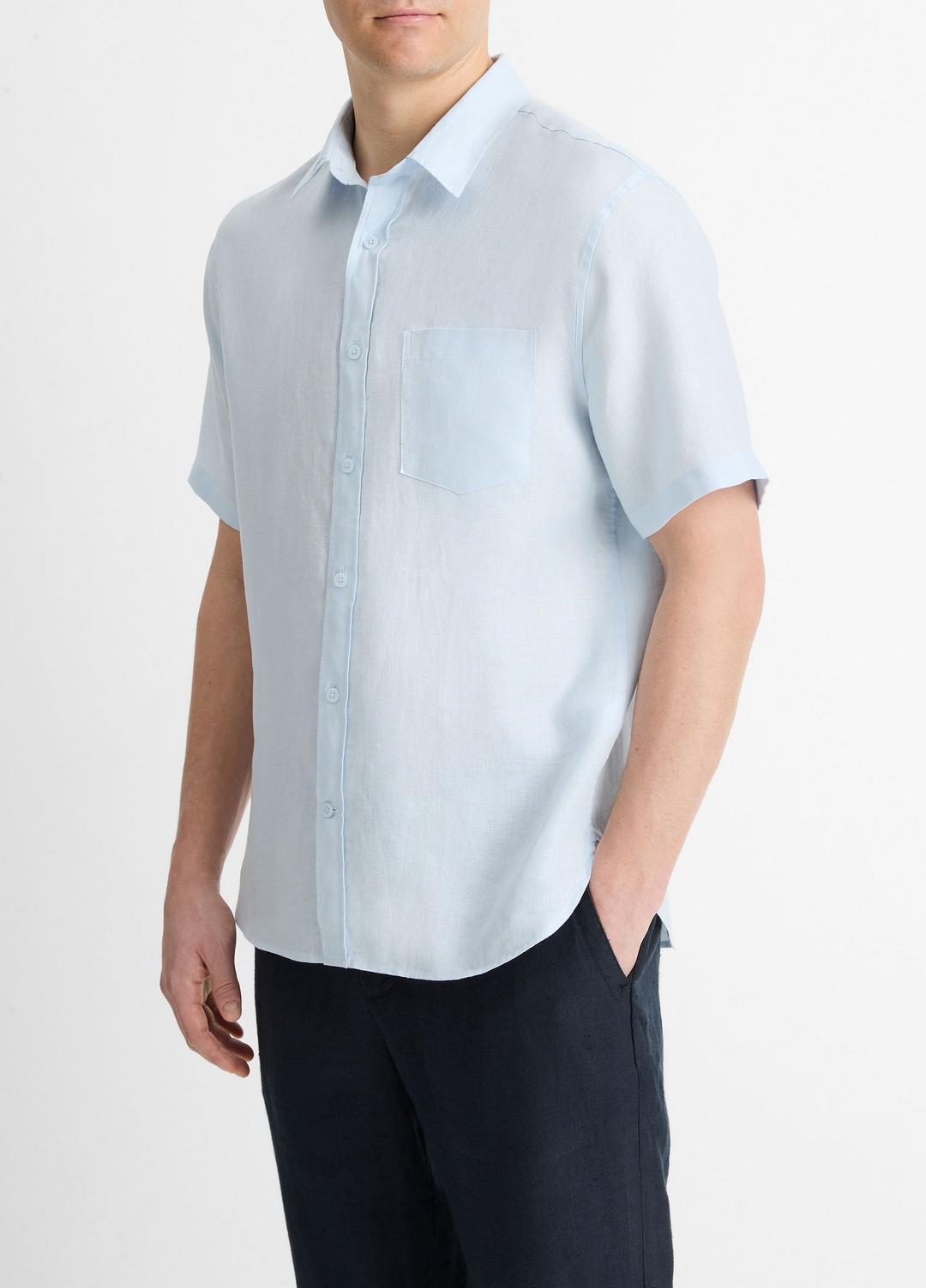 VINCE Men Linen Short-Sleeve Shirt in Short Sleeve