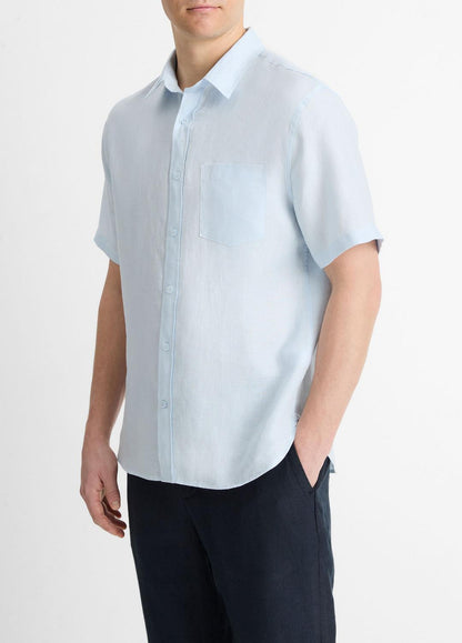 VINCE Men Linen Short-Sleeve Shirt in Short Sleeve