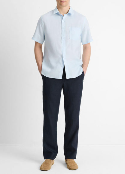 VINCE Men Linen Short-Sleeve Shirt in Short Sleeve