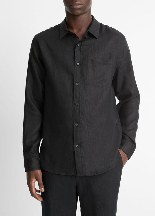 VINCE Men Linen Long-Sleeve Shirt in Long Sleeve