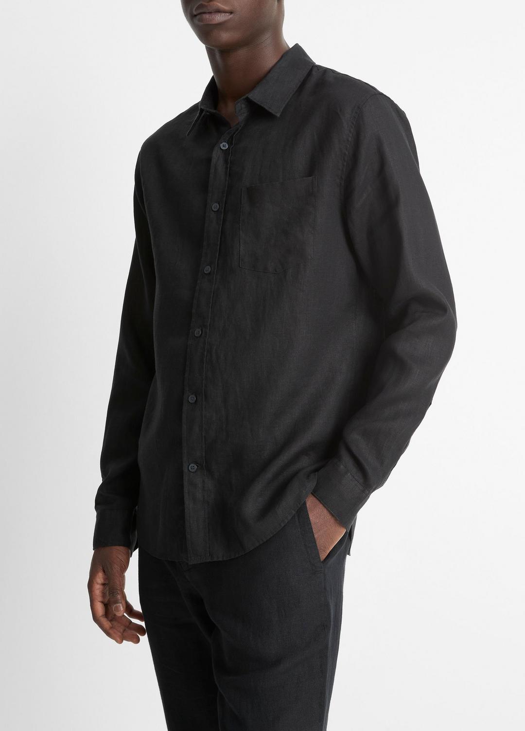 VINCE Men Linen Long-Sleeve Shirt in Long Sleeve