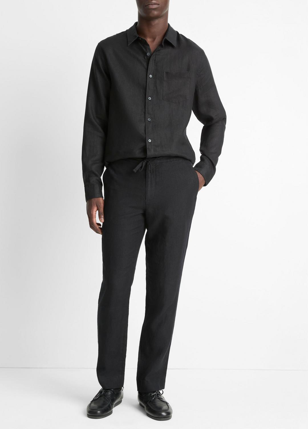 VINCE Men Linen Long-Sleeve Shirt in Long Sleeve