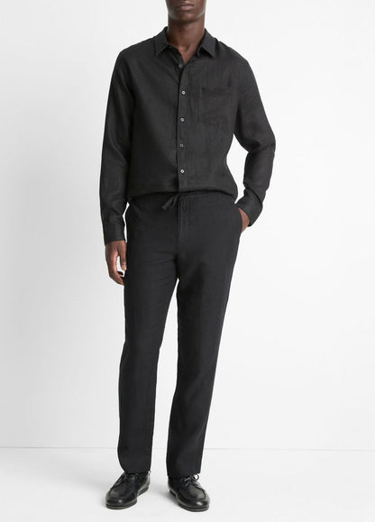 VINCE Men Linen Long-Sleeve Shirt in Long Sleeve