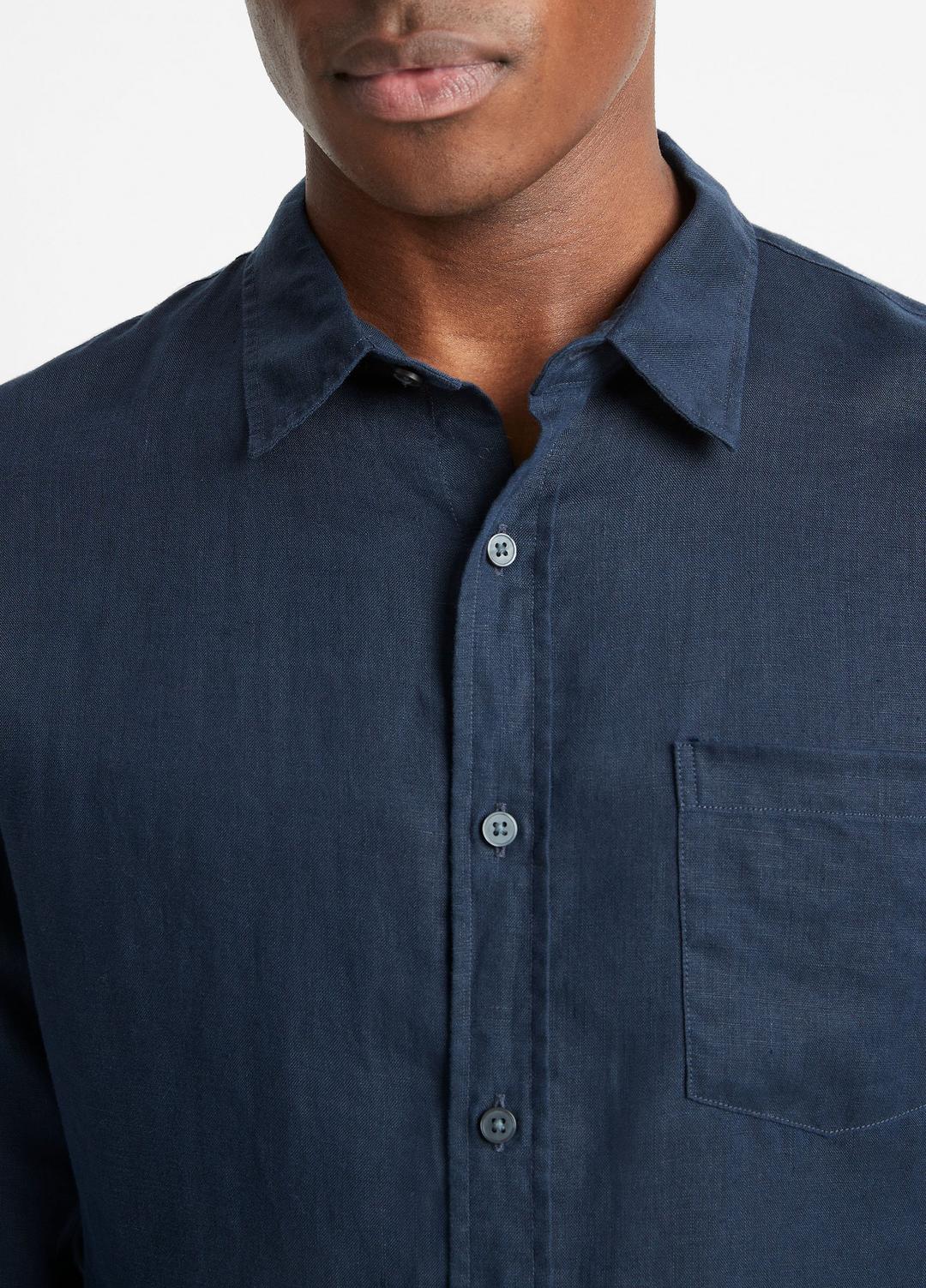 VINCE Men Linen Long-Sleeve Shirt in Long Sleeve