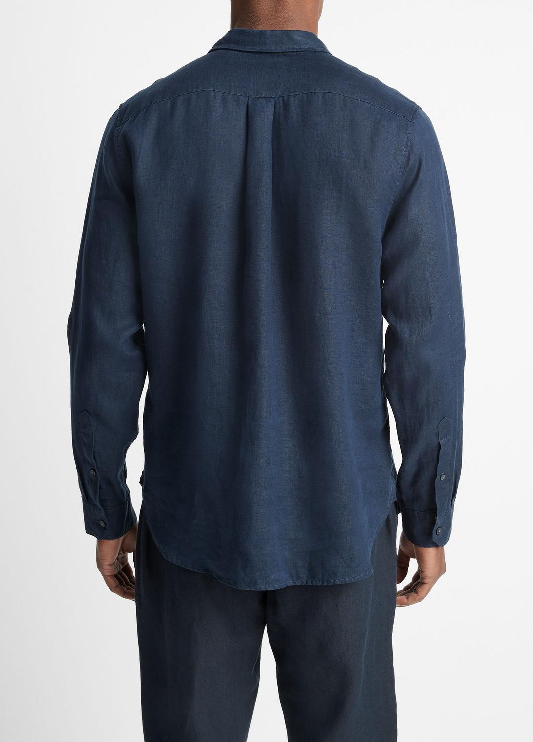 VINCE Men Linen Long-Sleeve Shirt in Long Sleeve