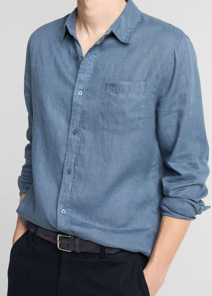 VINCE Men Linen Long-Sleeve Shirt in Long Sleeve
